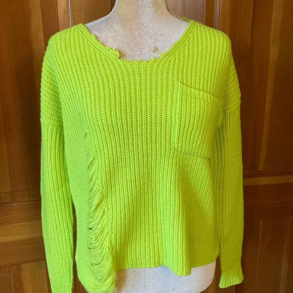 Women’s Lime Green Distressed Sweater - Image 11