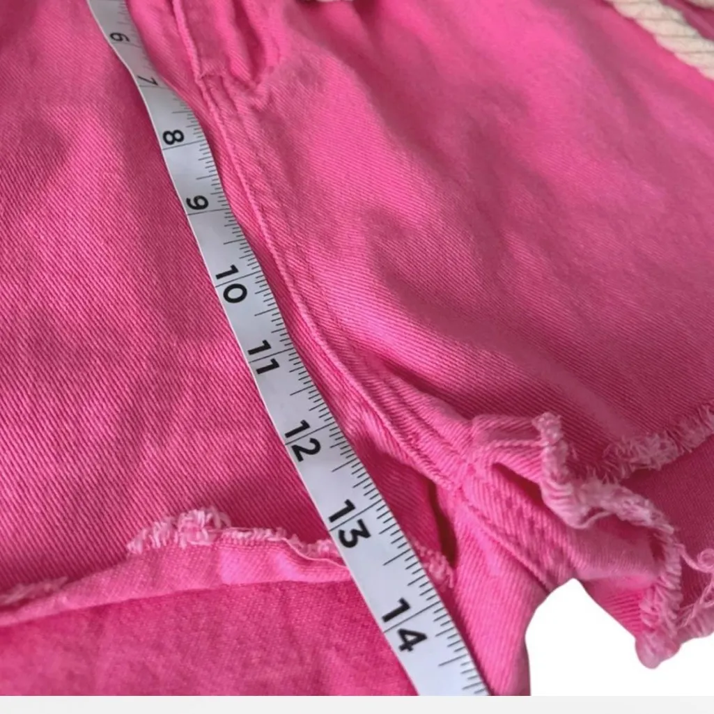 Jealous Tomato Pink Paper Bag Denim Jean Shorts with Rope Belt - Image 5