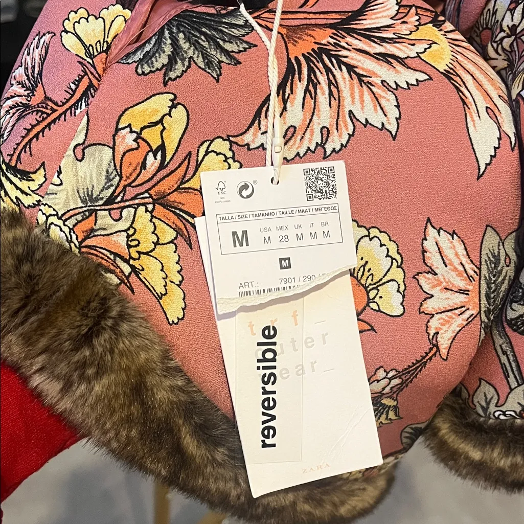 Zara Brown NWT Reversible Faux Fur Jacket size Medium - Image 10