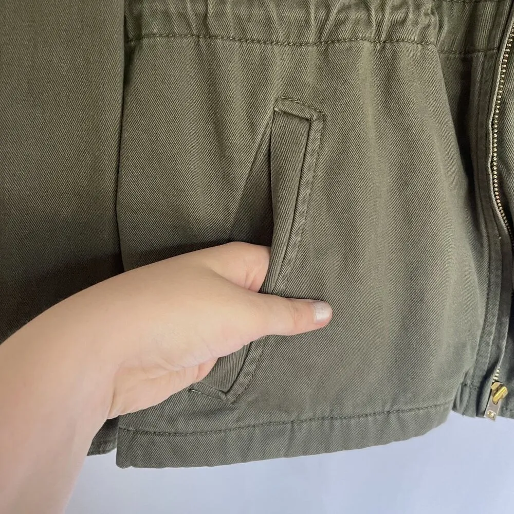 Gap army green cotton jacket utility lots of pockets women's size medium - Image 5