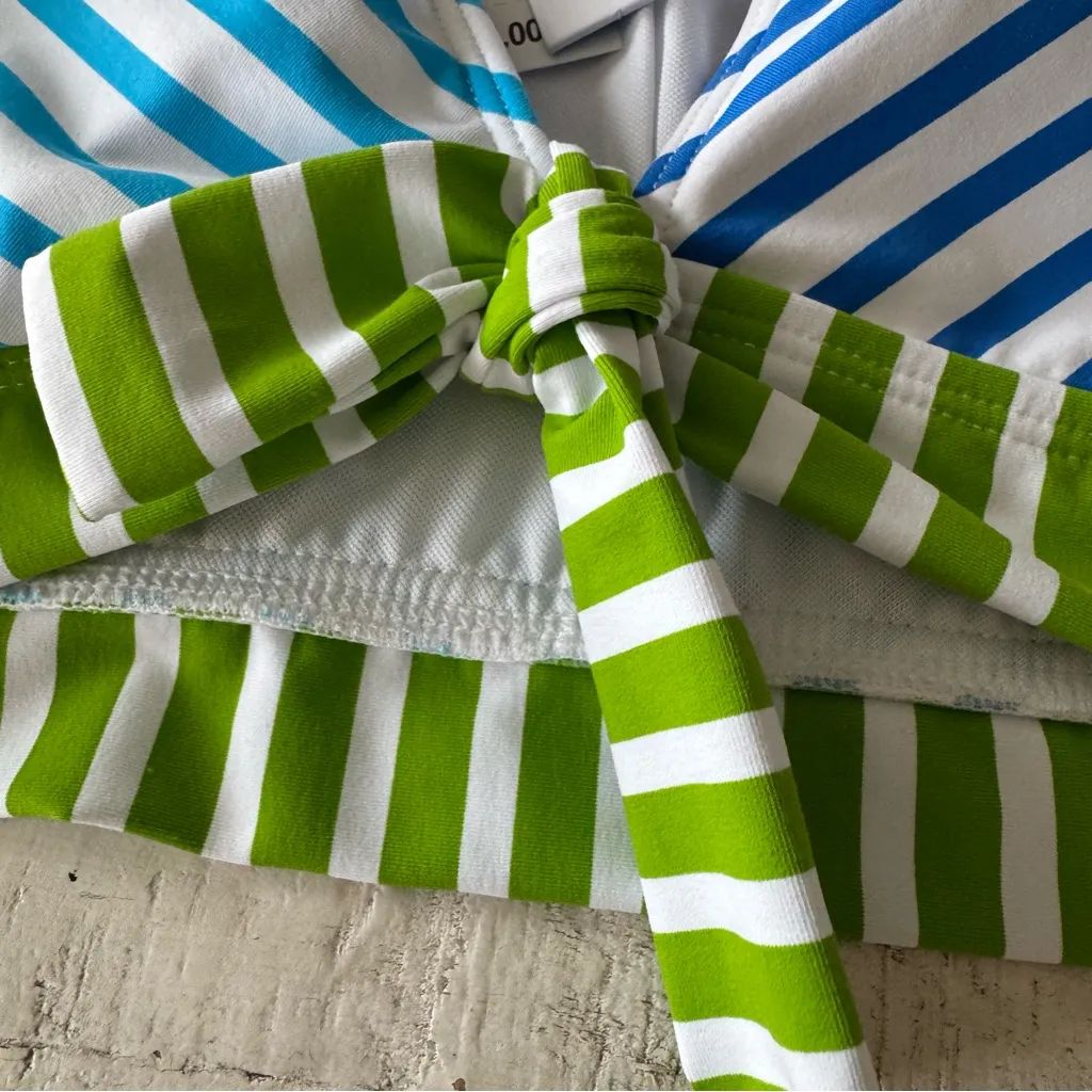 Bleu Rod Beattie Smooth Operator Bikini Top NWT size 4 Striped Cap Sleeve Crop - Image 4