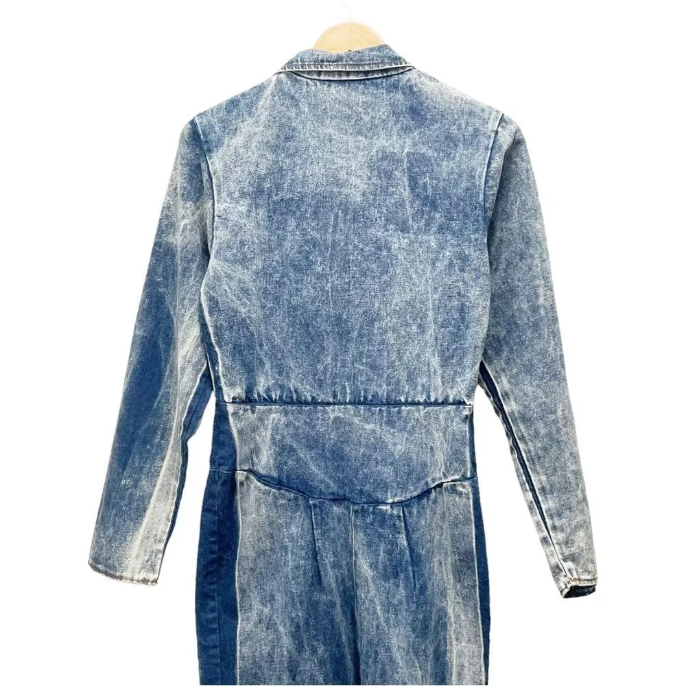 Vintage 80s Hollywood Blvd Acid Wash Denim Western Cowgirl Dress Women’s Size 6 Blue - Image 9