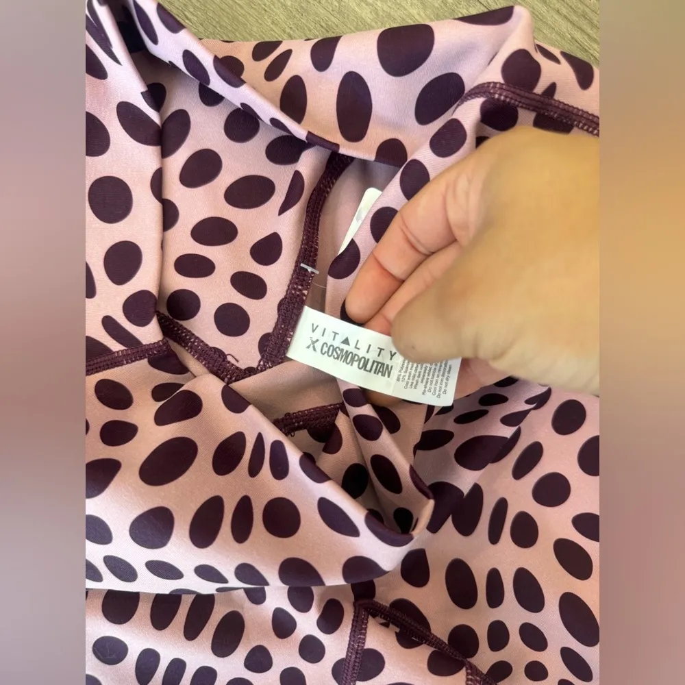 VITALITY X COSMOPOLITAN Stylish Pink Polka Dot Women's Leggings Purple Size M - Image 12