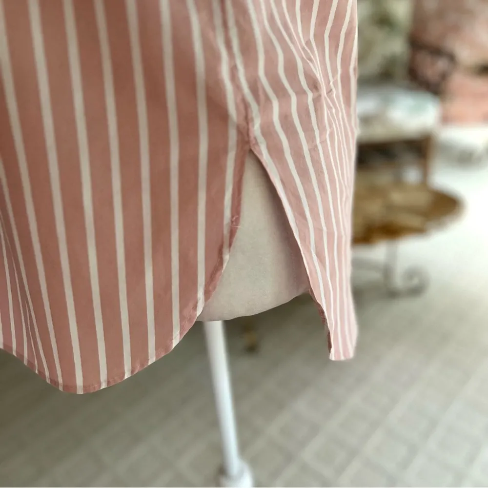 Potter’s Pot Top Off the Shoulder Striped Pink S Chic Preppy Brunch Boho Chic - Image 8