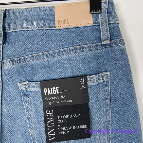 New!  Paige High Rise Sarah‎ Slim Jeans vintage, size 28 - Image 13