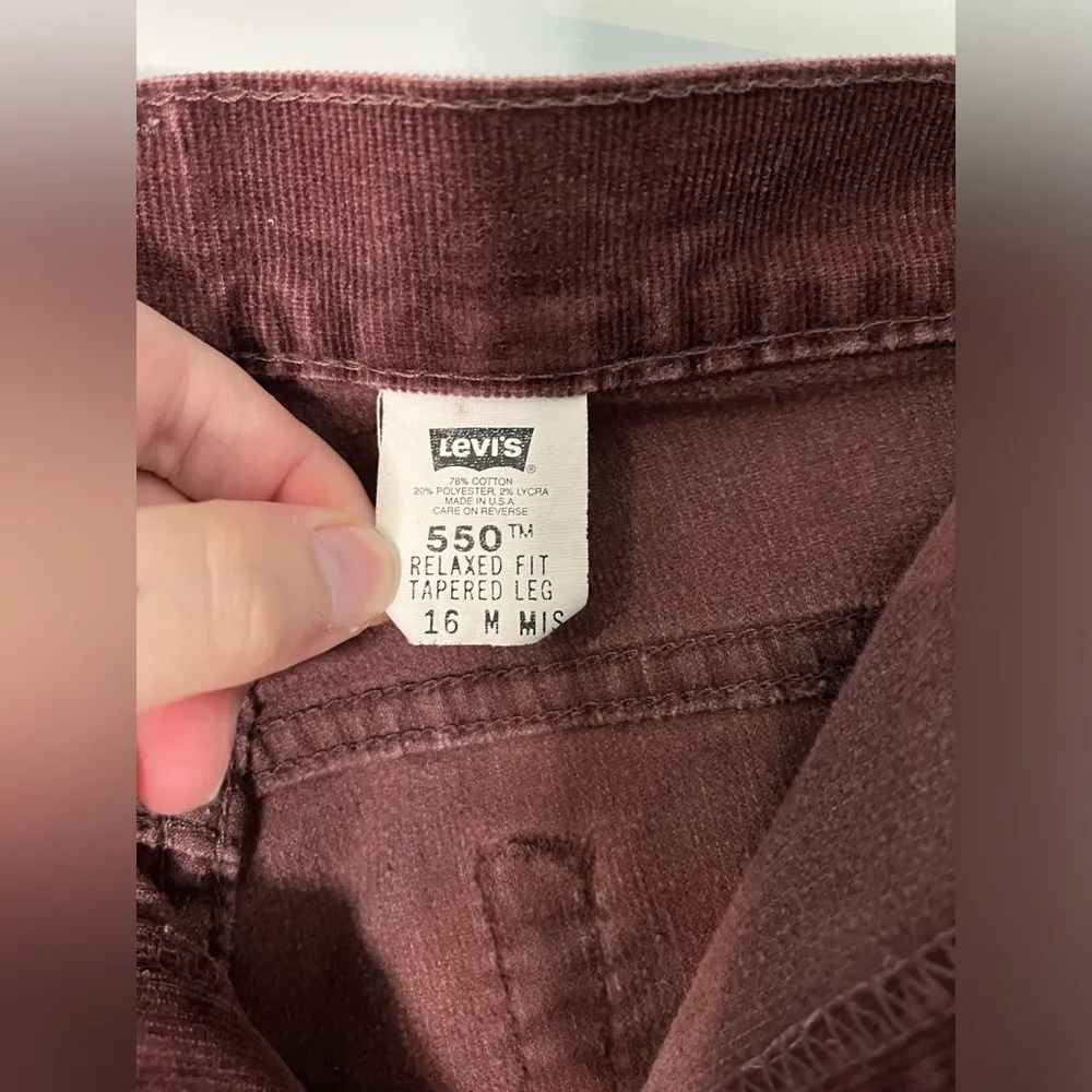 Levi’s 550 Relaxed Fit Tapered Legs Maroon Corduroy Vintage Rare Pants Sz 16 - Image 13