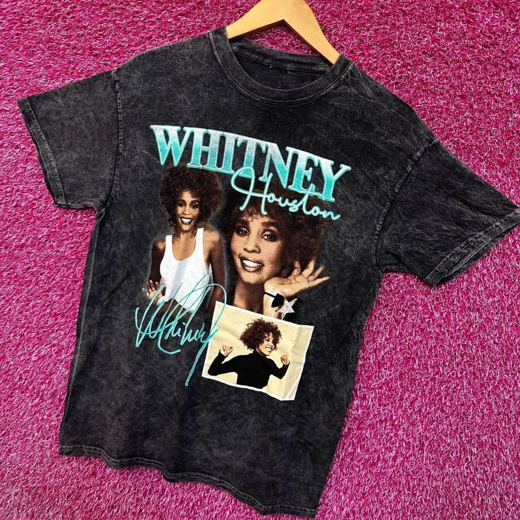 Whitney Houston Retro Style mineral wash tshirt size Medium  - Image 3