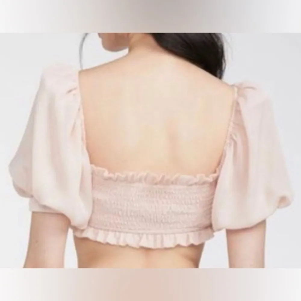 LANI THE LABEL smocked crop Top XSMALL dusty pink puffs sleeves blush NEW - Image 10