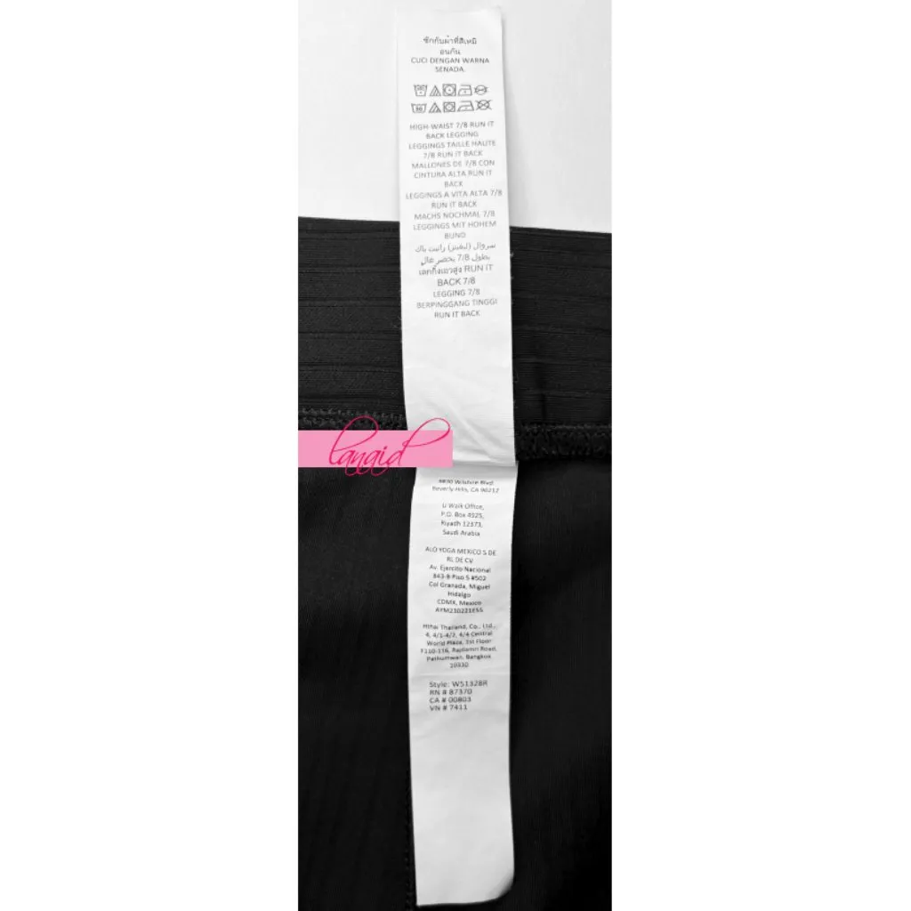 Alo Airlift High-Waist 7/8 Run It Back Leggings Black Ribbed Hi-Rise Tights S - Image 10