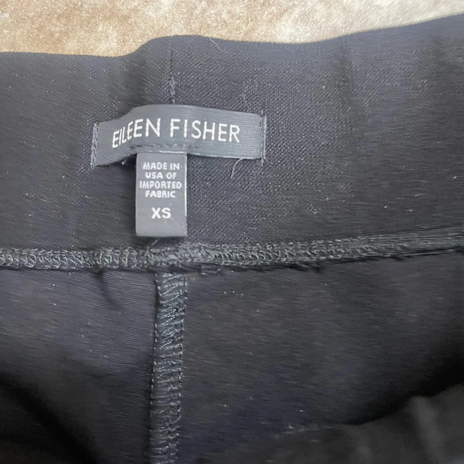 EILEEN FISHER Black Wide Leg Trousers Pants Elastic Waist XS Made in USA - Image 4