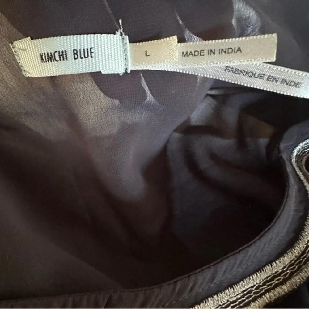 Urban Outfitters Kimchi Blue Sheer Beaded Embellished Art Deco Applique Blouse L - Image 4