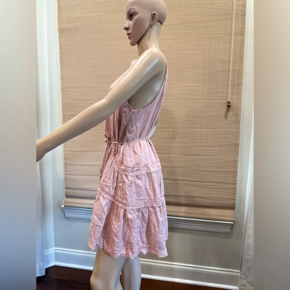 Showpo Pink Lace Ruffled Smocked Sundress Size 2 - Image 4