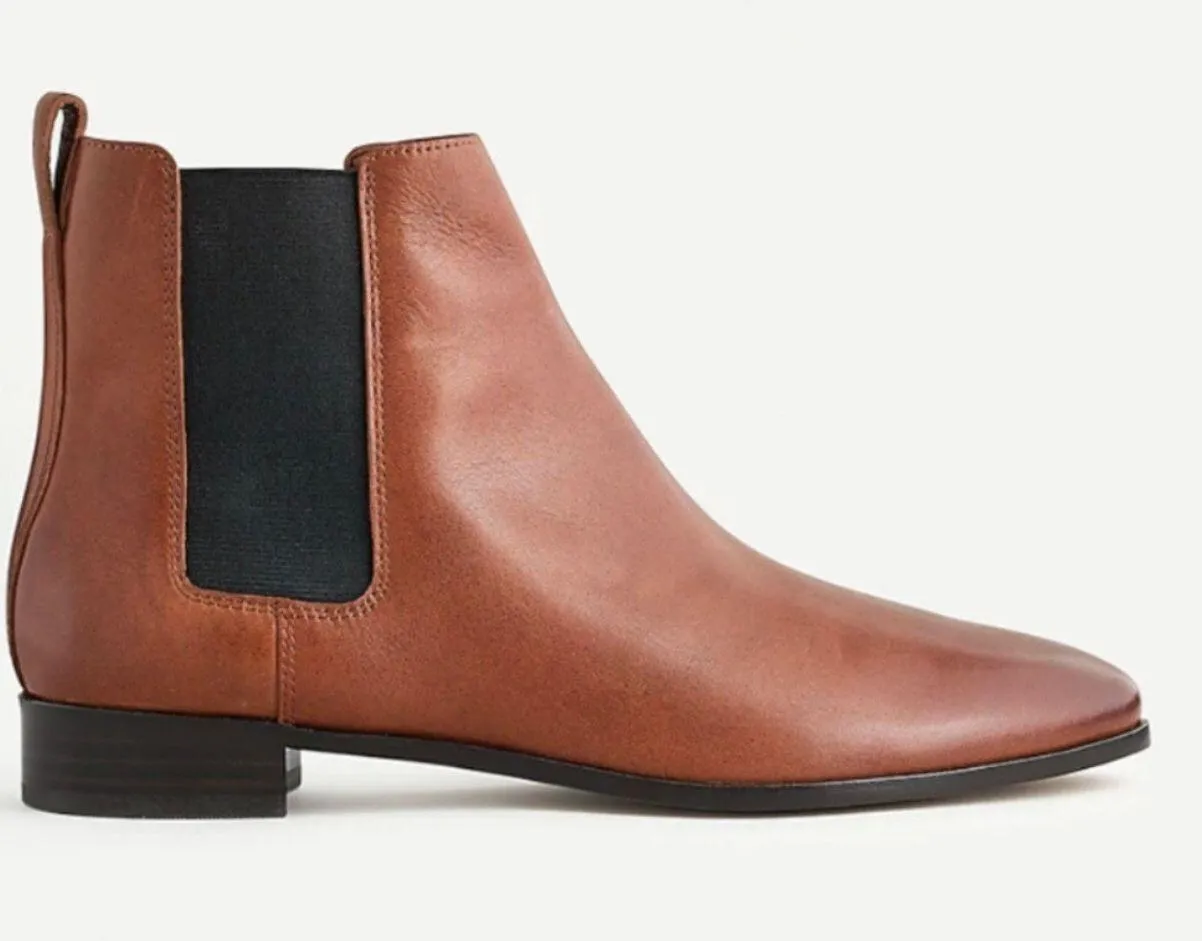 J.Crew NEW  Pull-on Chelsea Leather Easy Boots Warm Sepia Brown AQ659 - Image 2