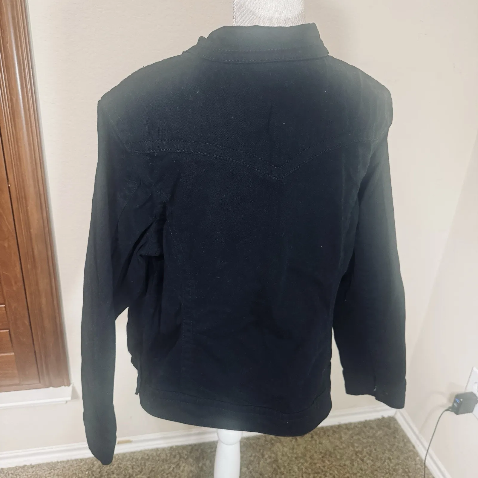 Avenue Vintage Black Denim Jean Jacket Trucker Y2K Women's 18/20 - Image 3