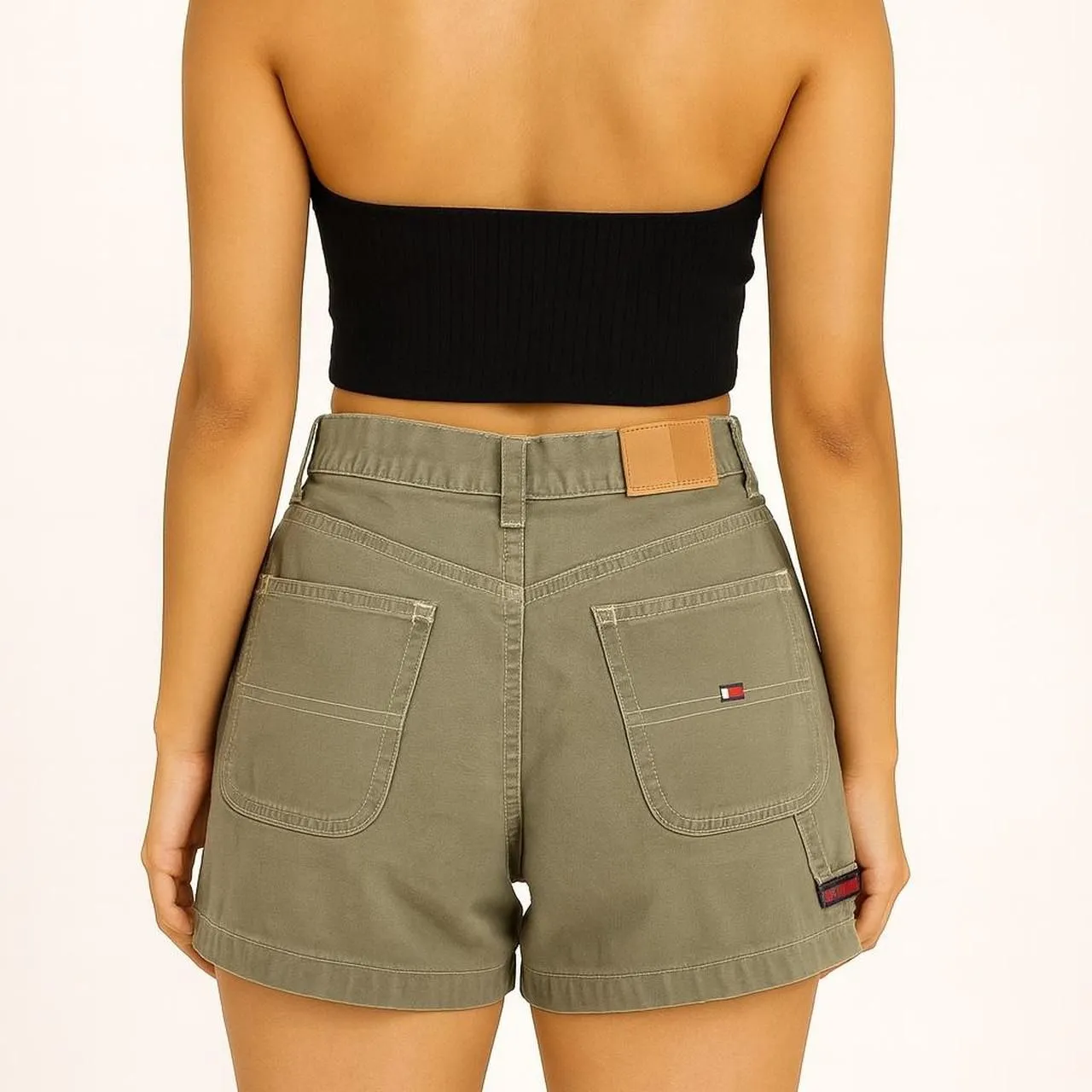 Tommy-hilfiger Women's Green and Khaki Shorts - Image 2