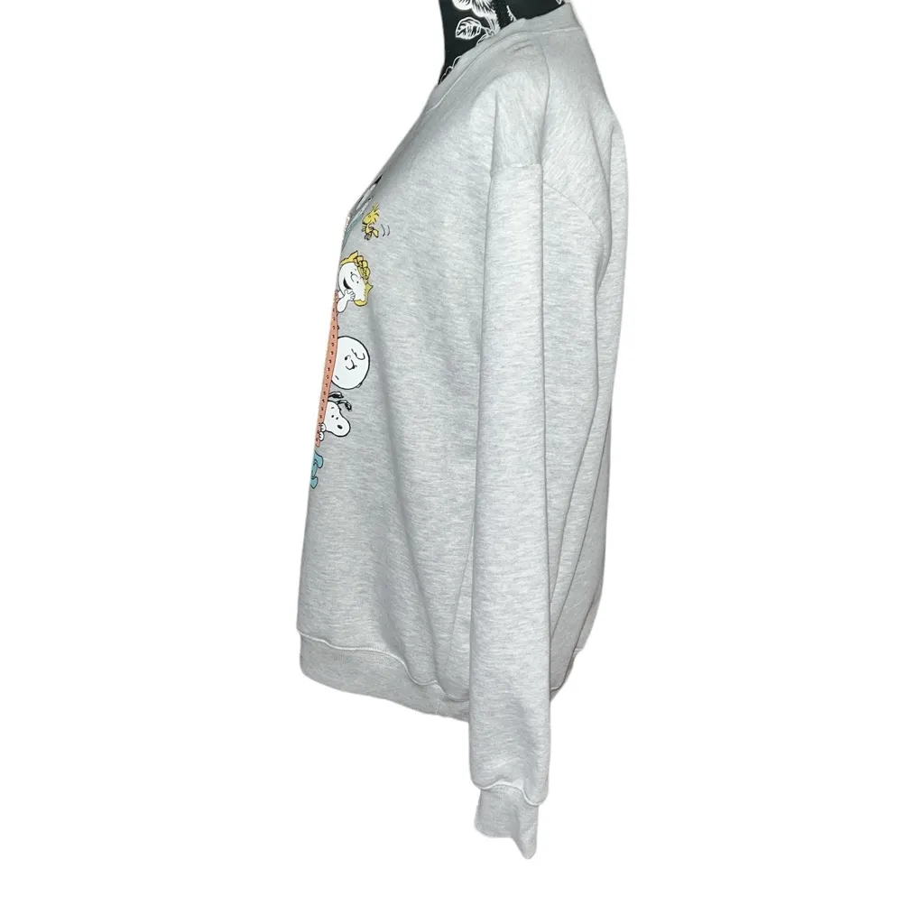 PEANUTS Gang “All Vibes Welcome” Sweatshirt Gray Size L - Image 4