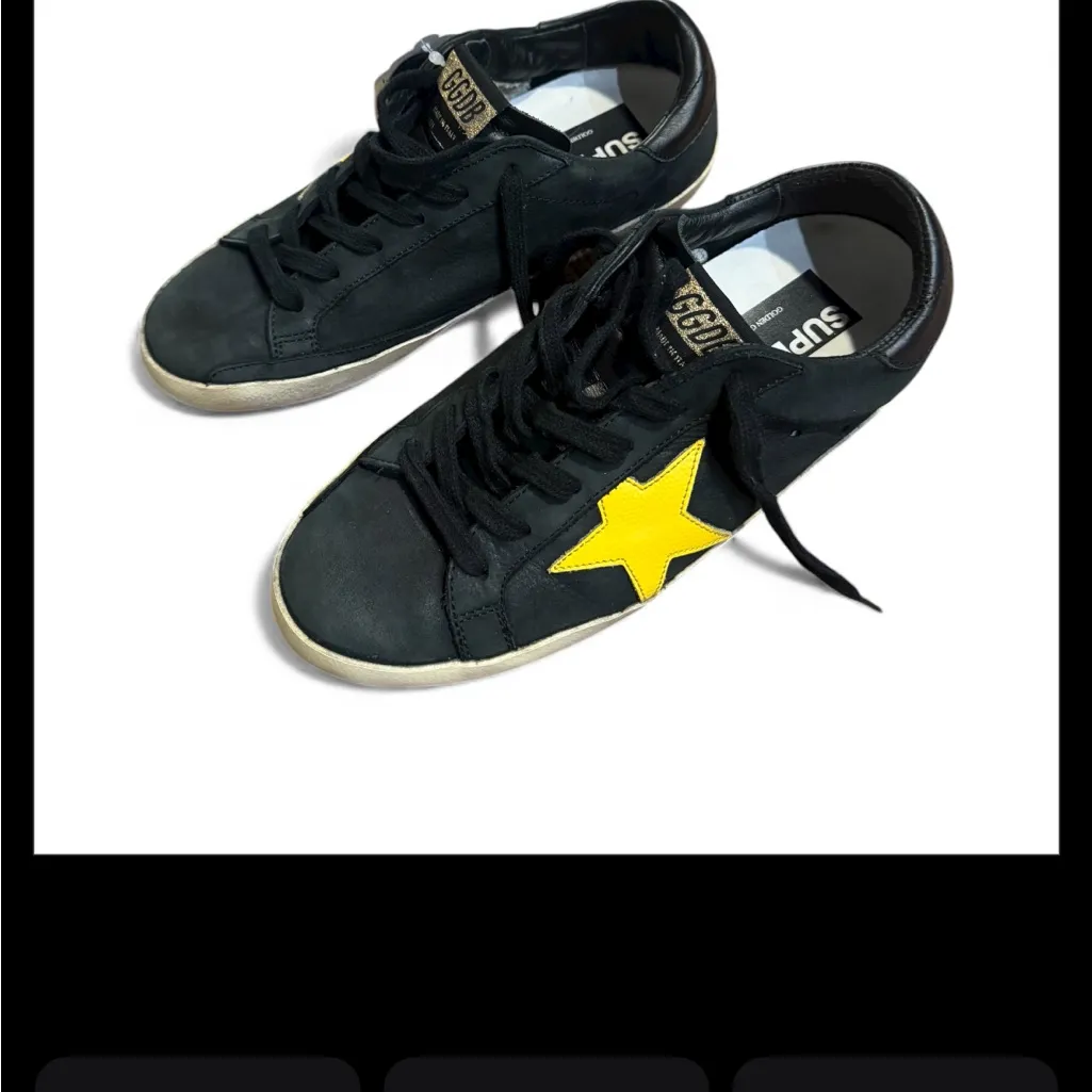 GOLDEN GOOSE Black Nubuck And Yellow Leather Hi Star Sneakers Size 7.5 - Image 3