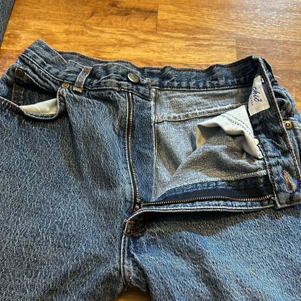 Vintage 90s Distressed Rigid Straight Leg High Waisted Jeans Denim Retro Classic Blue Size 26 - Image 9