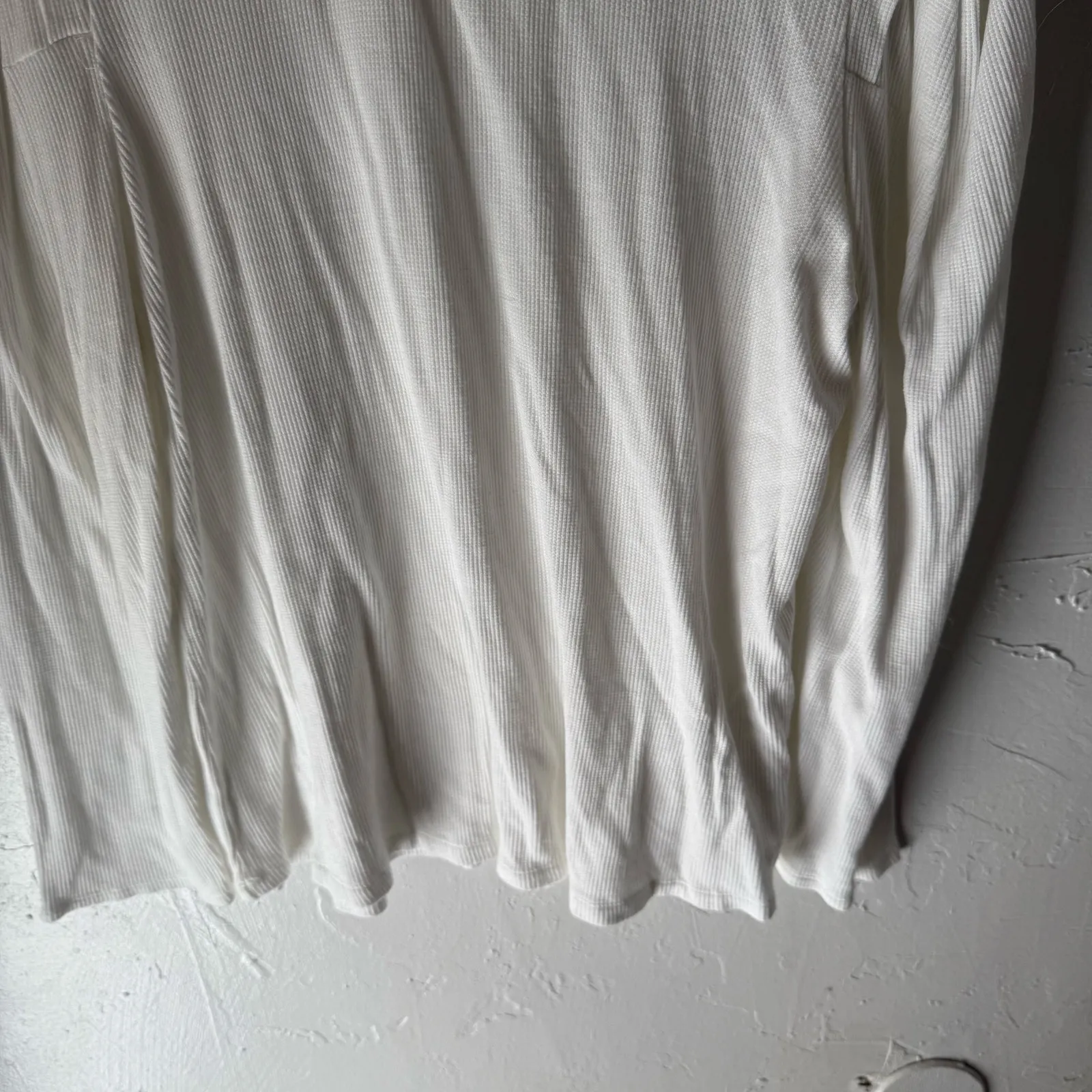 Dear John XL‎ White Waffle Thermal Long Sleeve White Top Peasant Cottage Lagen - Image 3