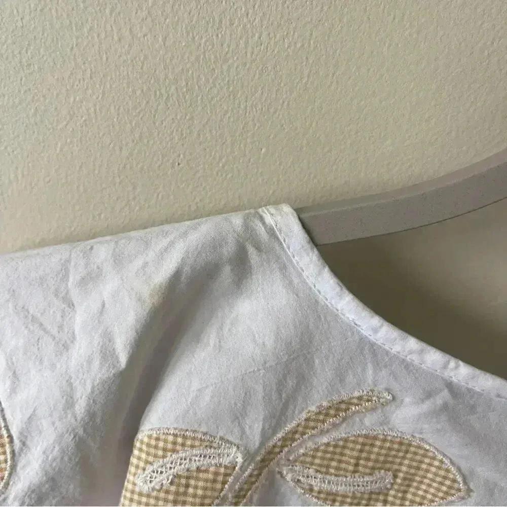 Madewell Embroidered Poplin Puff Sleeve Cutout Crop Top White Floral XS NWT - Image 6