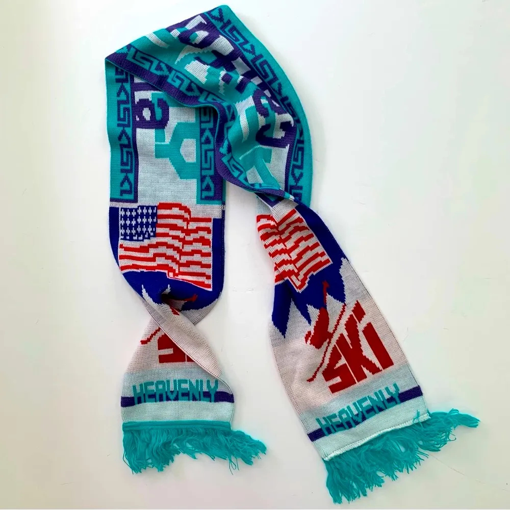 Heavenly Ski Resort California brightly colored unisex scarf with tassels - Image 2