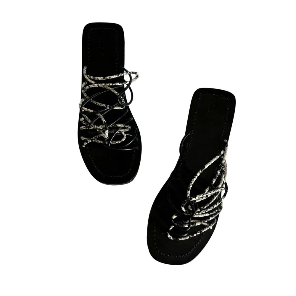 Ted Baker London Teppo Black and Snake Strappy Slide Sandals Women’s Size 10 - Image 2