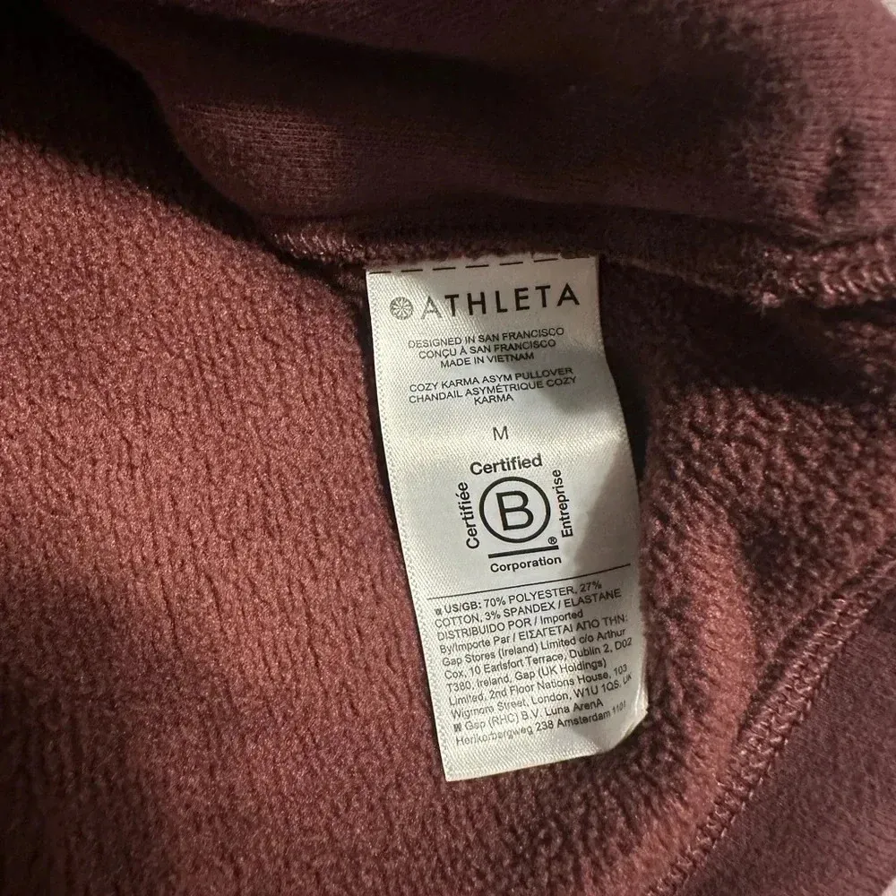 Athleta Pullover Sweatshirt Size Medium Maroon Zip Athleisure Active - Image 3