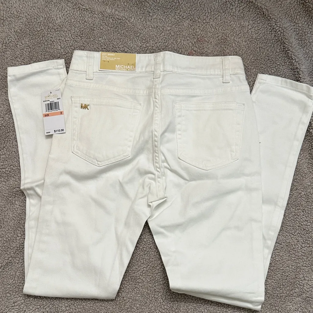 Michael Kors White Pants with Gold Details - Image 2