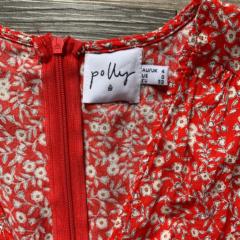 Princess Polly Red & White Floral Romper 0 - Image 6