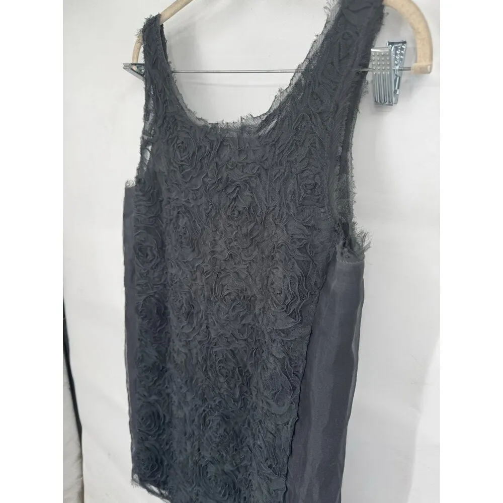 J. Crew Silk Tulle Rose‎ Shift Mini Dress Gray Black Size 4 Sleeveless Women - Image 8