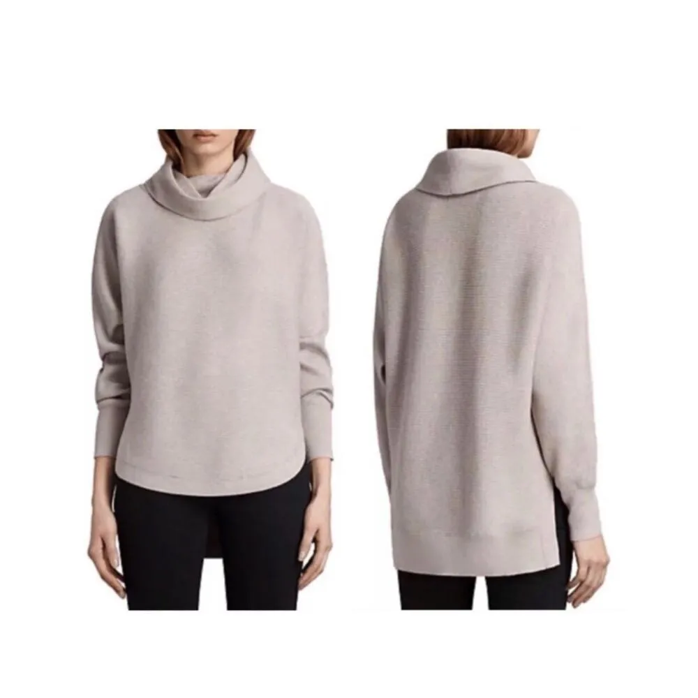 Allsaints Wool Blend Rio Roll Neck Batwing Knitted Jumper Sweater Size XS Black - Image 8