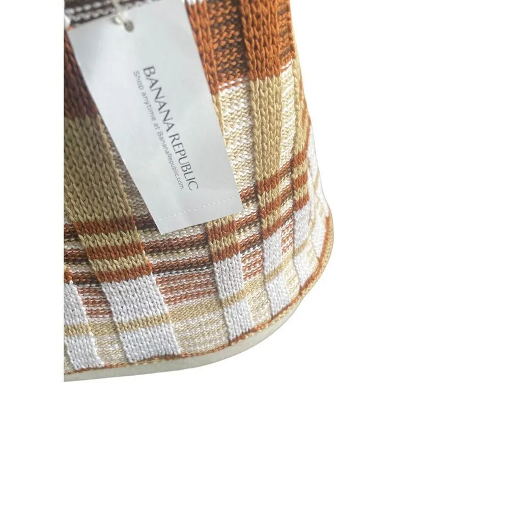 NWT Banana Republic Plaid Knit Cropped Sweater Tank Brown M - Image 7