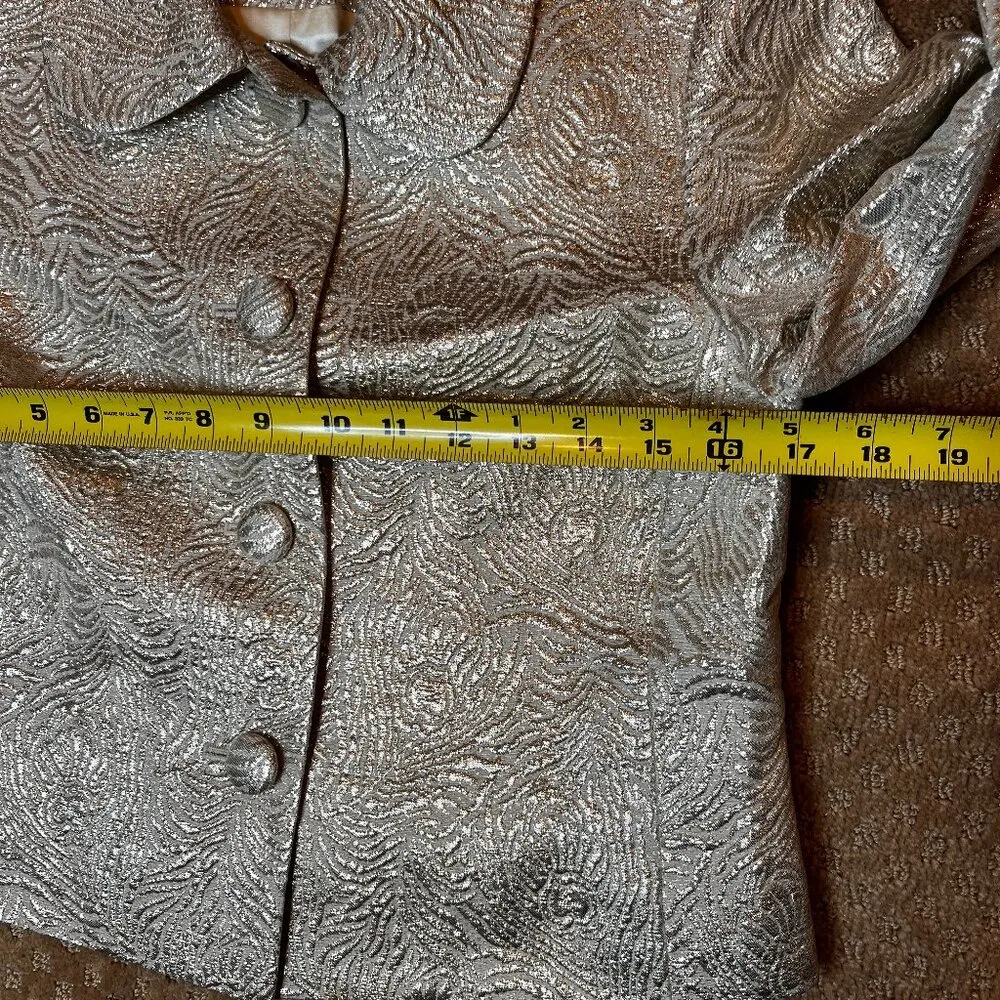 Allegory Gold Silk Metallic 3/4 Sleeve Crop Jacket SZ 2 Holiday Christmas Dressy - Image 6