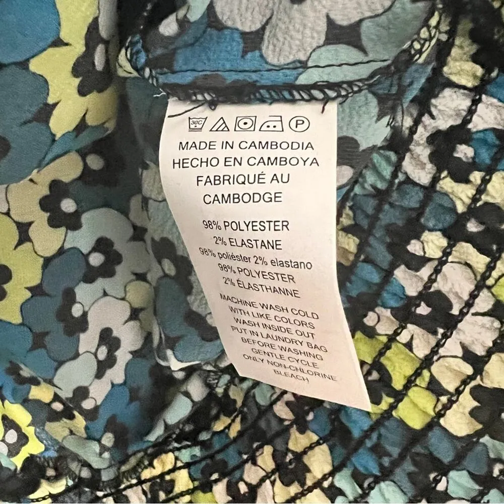 Michael Michael Kors Women's Short Sleeve Limeade Floral Elastic Waist Blouse S - Image 6