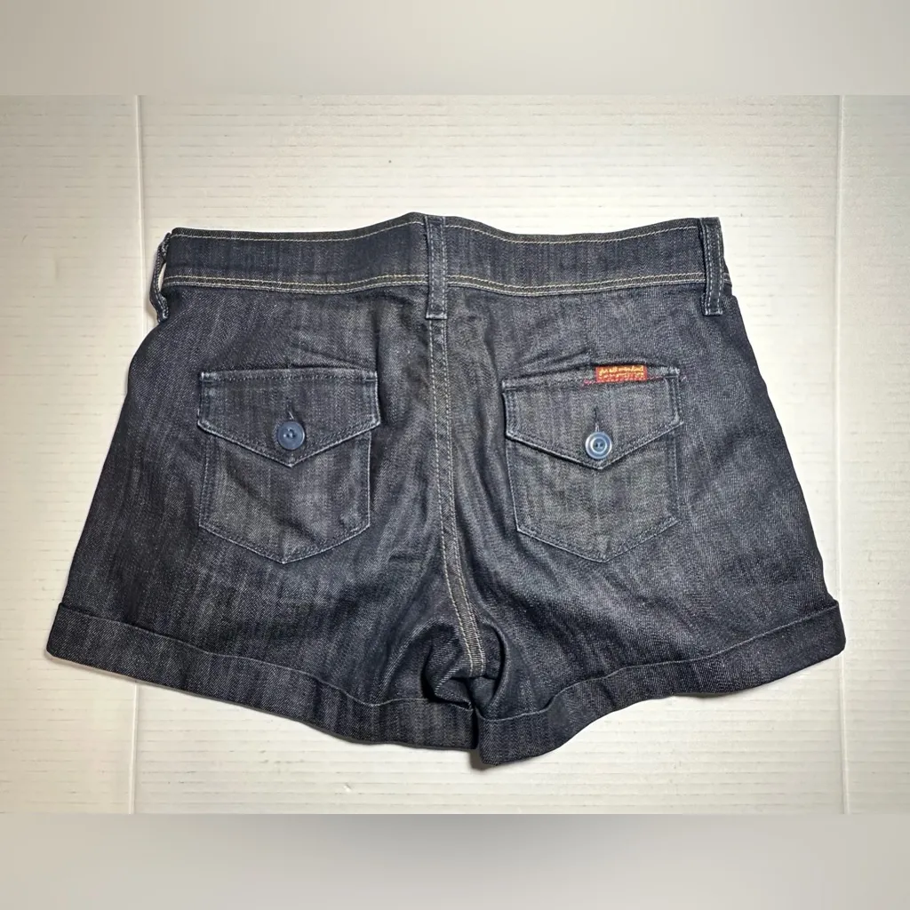 7 For All Mankind‎ Shorts Women’s Size 25 Dark Blue Pleated Denim Pockets Summer - Image 2