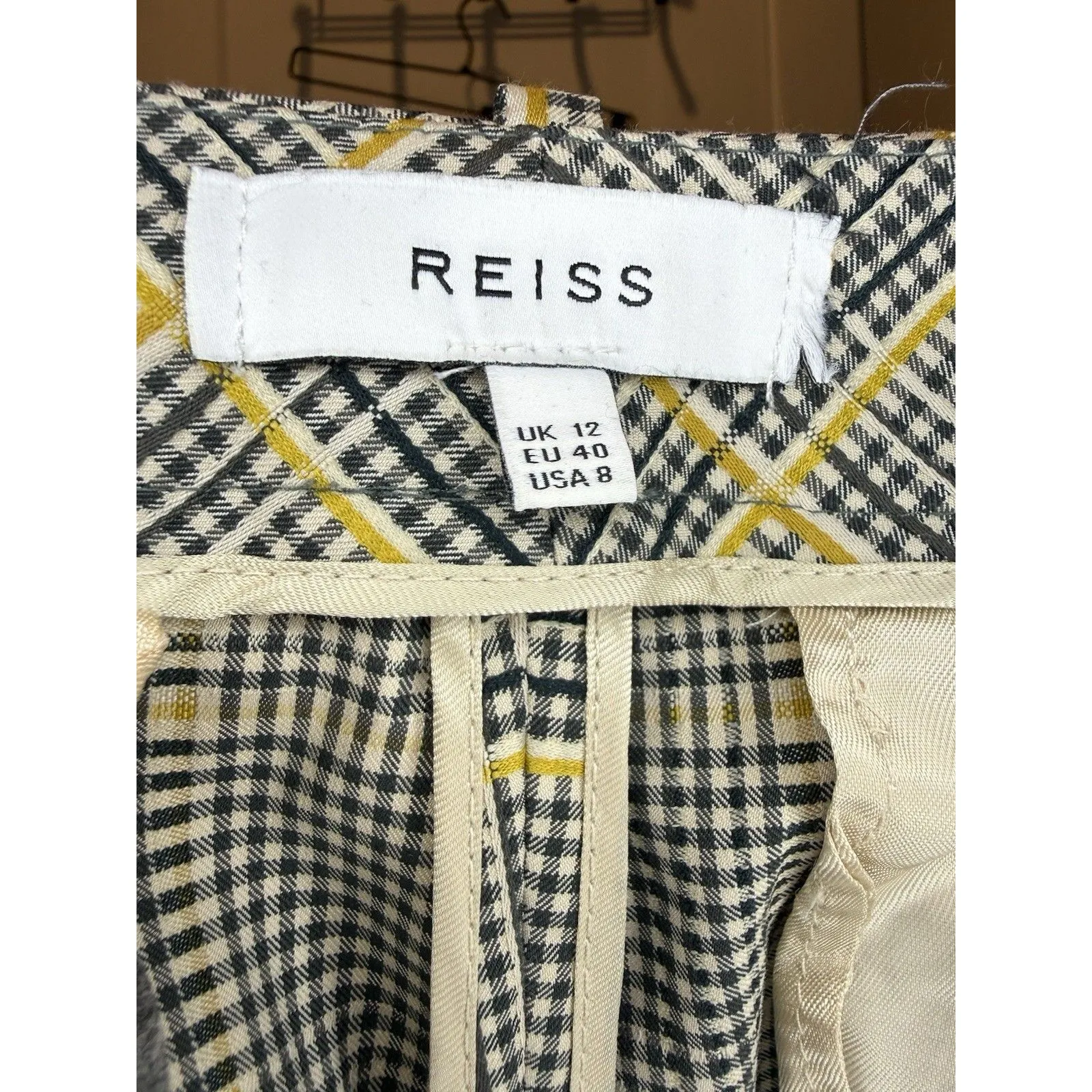 Reiss Joanne Check Mid Rise Slim Fit Silhouette Trousers US 8 Suit Pants Medium - Image 5