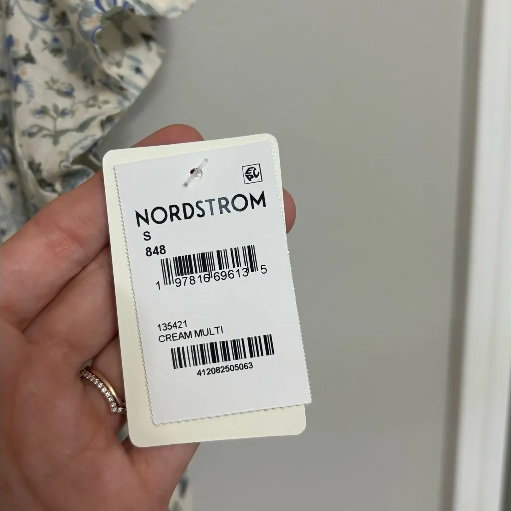 NWT Lucky Brand Floral Cap Sleeve Cotton Top in Cream Multi Floral - Size S - Image 6