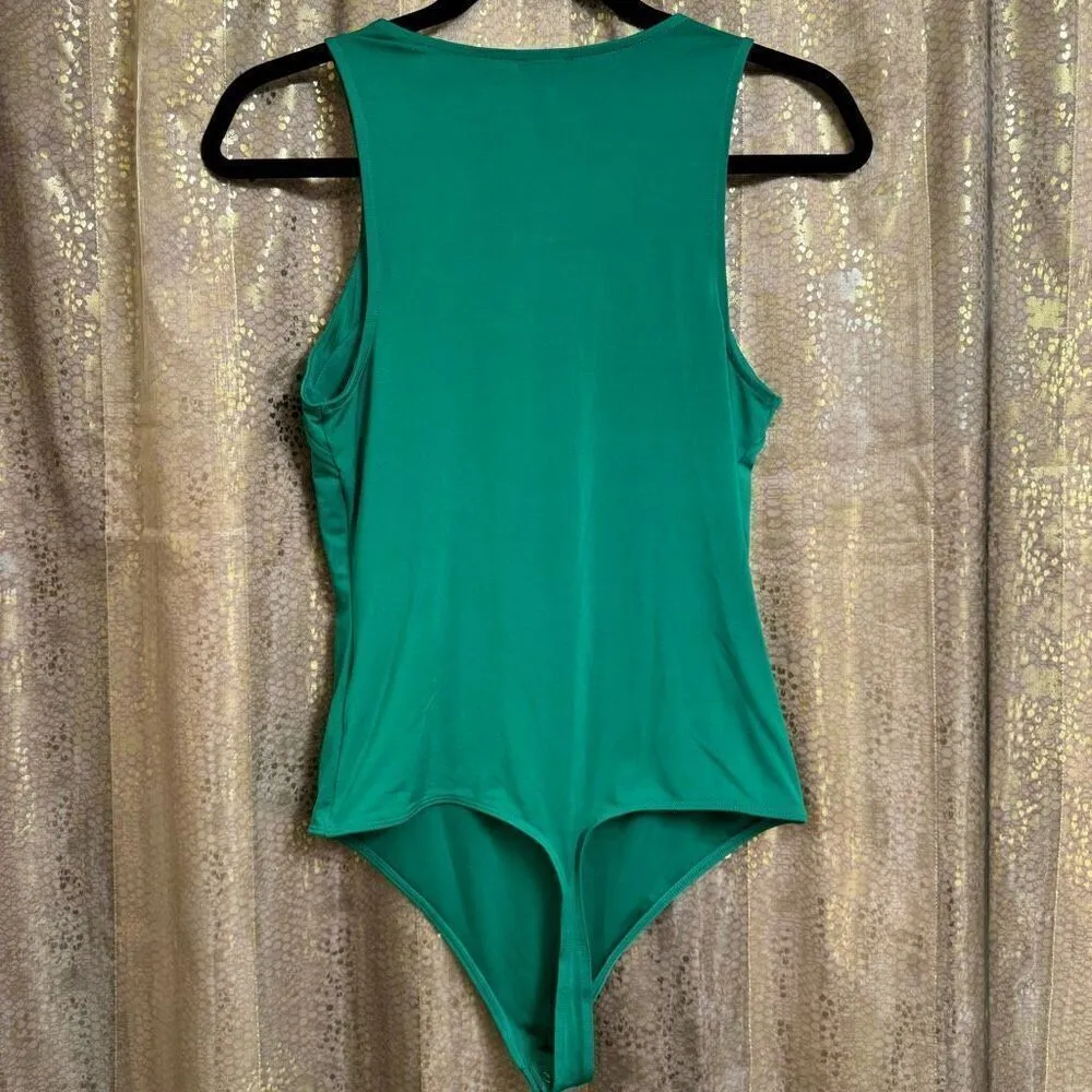 Express Green Cutout Body Contour High Neck Bodysuit Medium - Image 2