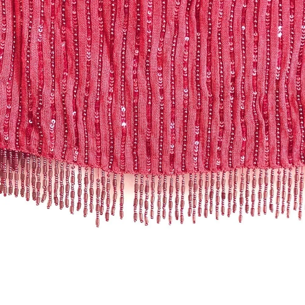 Carlisle Top M Vintage Regency Silk Sequin Beads Long Sleeve Boat Neck Embellish - Image 7