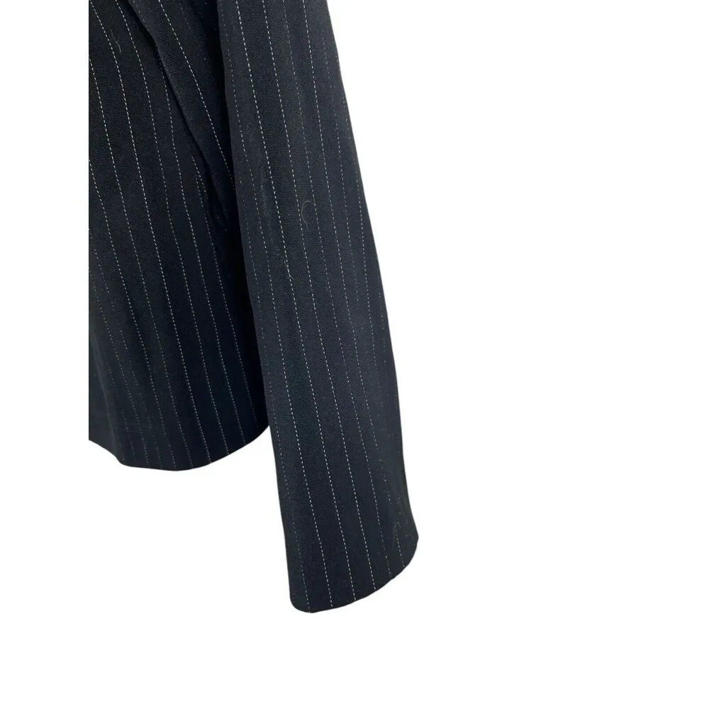 VTG 90s Y2K Black White Pin Striped 2 Button Long Sleeve V - Image 4