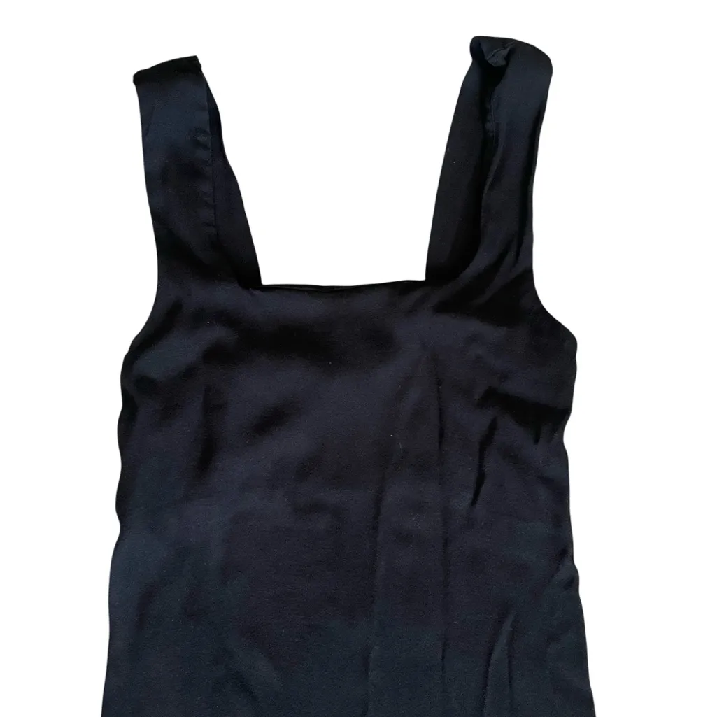 Reformation Women’s Ozzlie Black Square Neck Back Slit Black Sheath Midi Dress 0 - Image 4