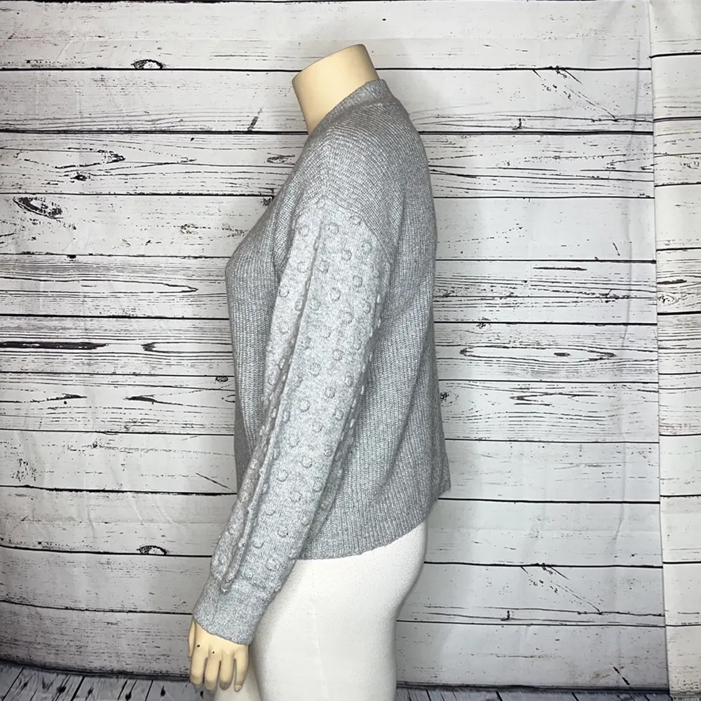 Vince Camuto NWT Size XL Gray Mock Neck Textured Polka Dot Sleeves Sweater Top - Image 3