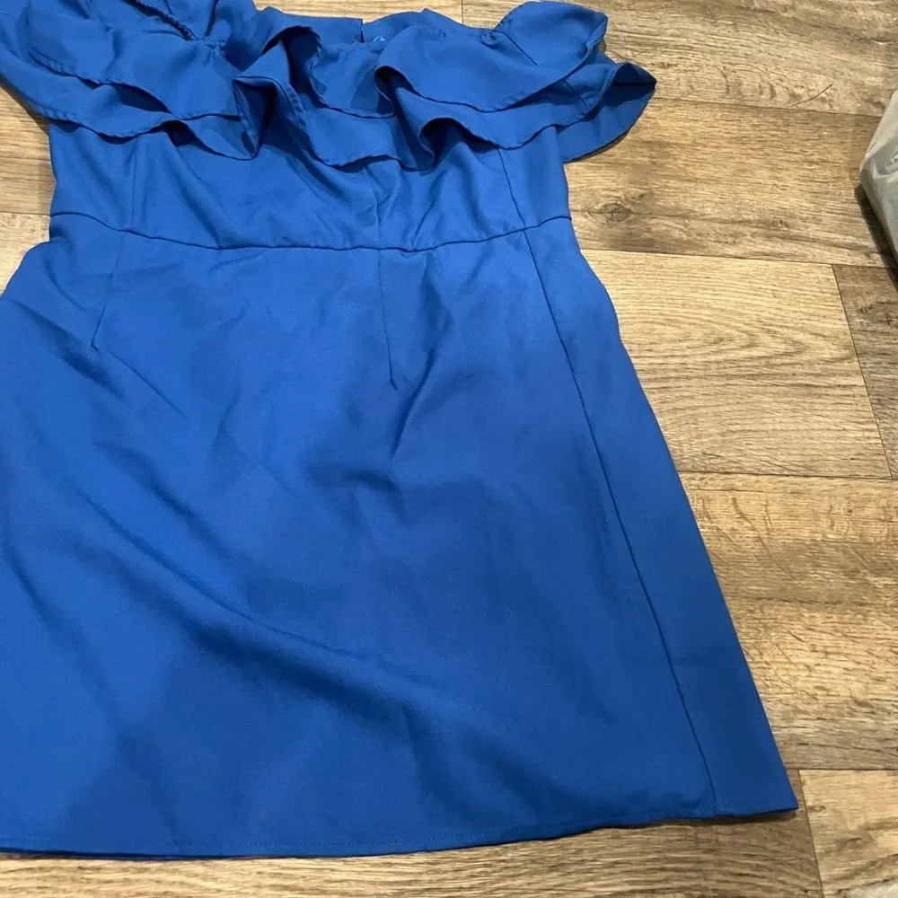 Pink Lily Off the shoulder, royal blue dress L - Image 5