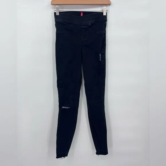 Spanx Vintage Wash Black Distressed Ankle Skinny Shapewear Pull On Jeans‎ XS - Image 6