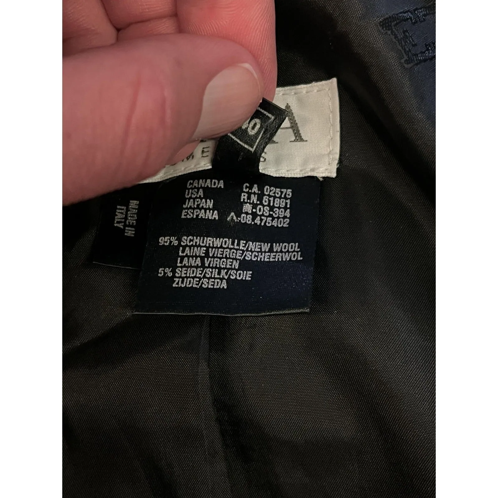 Escada Elements Blazer Jacket Womens 40 Black Pinstripe Wool Silk Made Italy Size L - Image 9