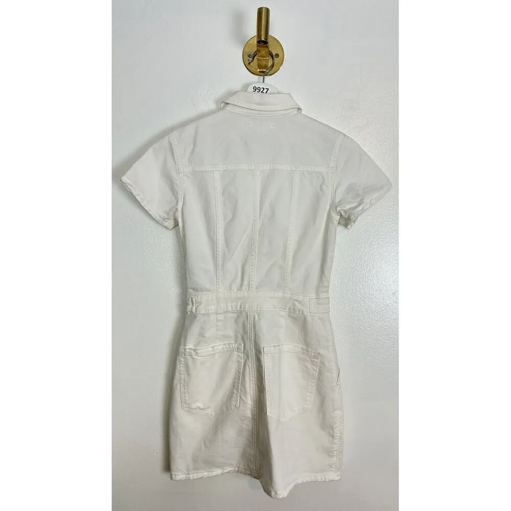 GOOD AMERICAN Fit for Success Utility Dress in Wash Cloud White Size X-Small - Image 8