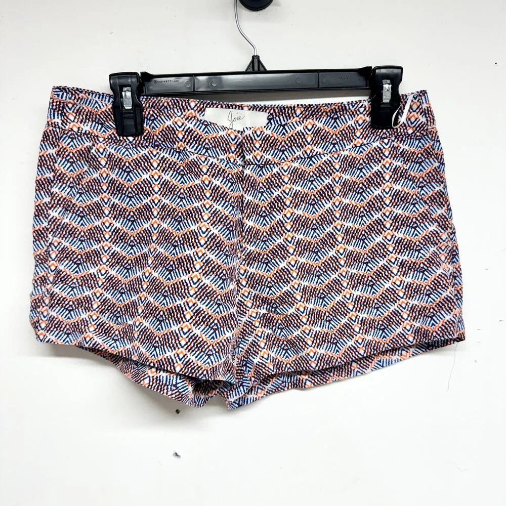 JOIE Women Orange & Blue Merci Printed Linen & Silk Blend Mini Shorts Size 4 - Image 2