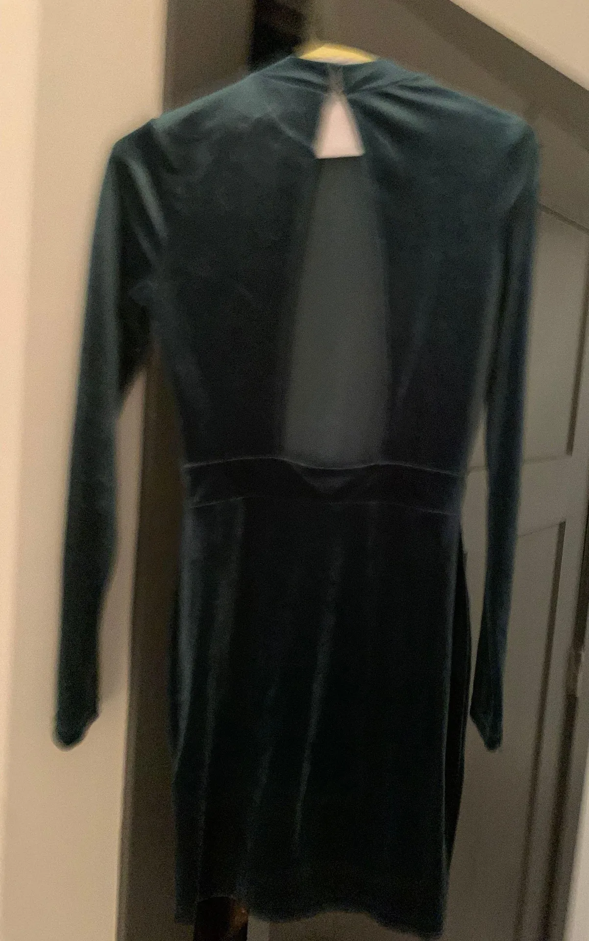 Green Velvet Mini Dress - Image 2