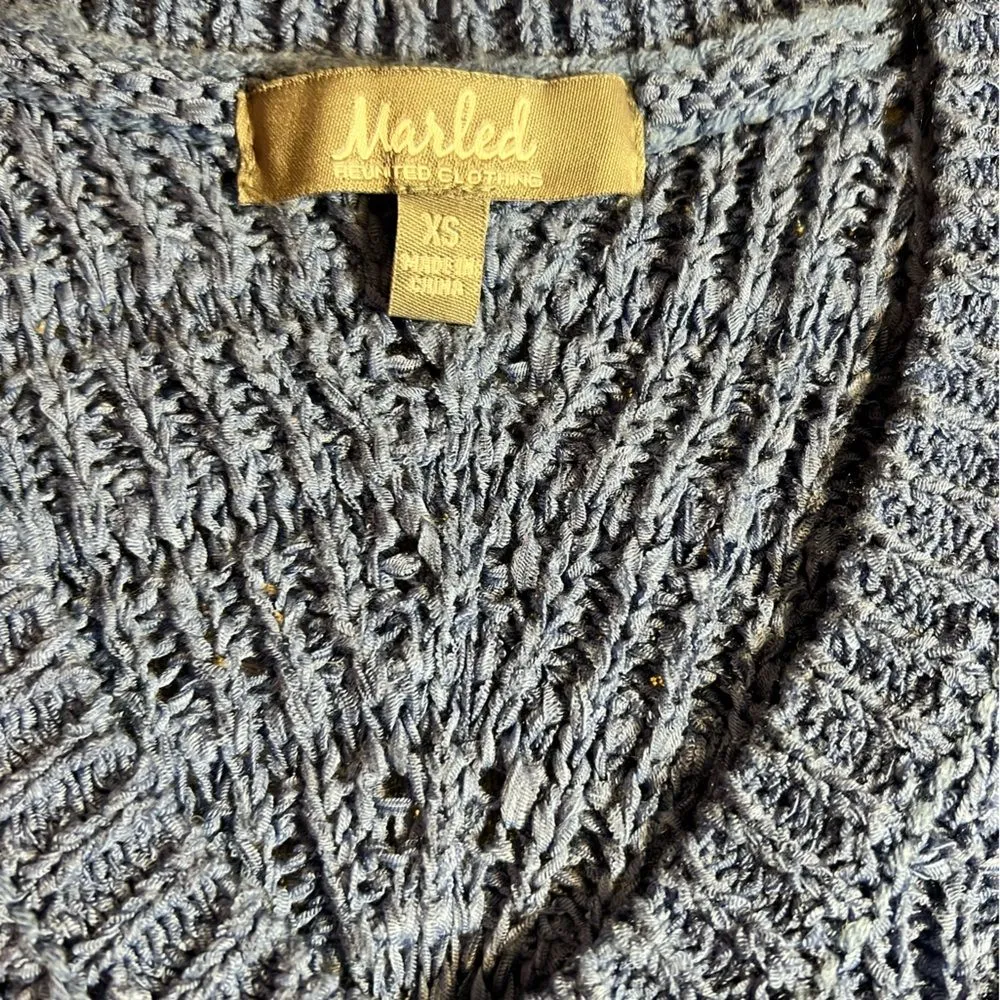 Blue Women's Crochet Sweater Vest, sleeveless, V - Image 3