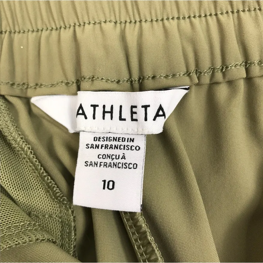 ATHLETA Pinnacle High Rise Wide Leg Trouser Sz 10 Green Versatile Travel Busines - Image 12